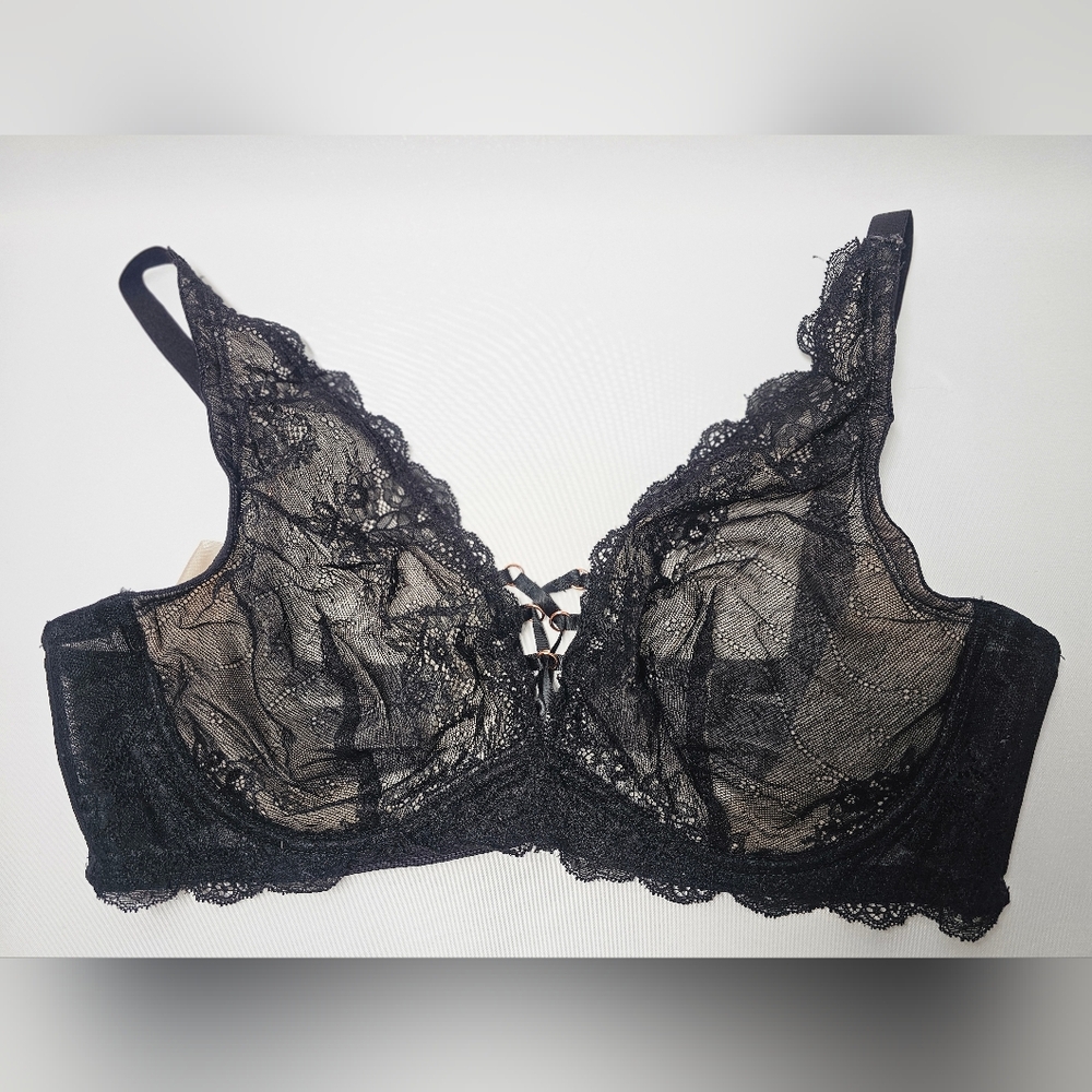 Smart & Sexy NEW Black Sheer Lace Underwire Bra